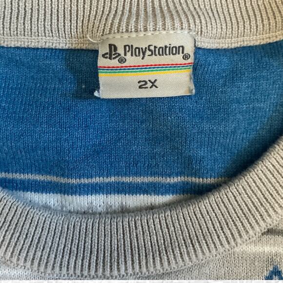 PlayStation Unisex Ugly Christmas Sweater in Gray and Blue Size 2x - Picture 6 of 8